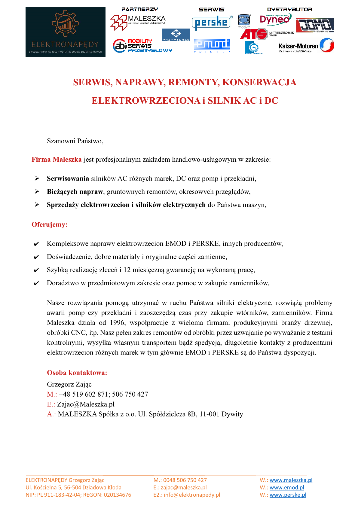 Serwis silników elektrycznych Emod Motoren Serwis Emod Motoren